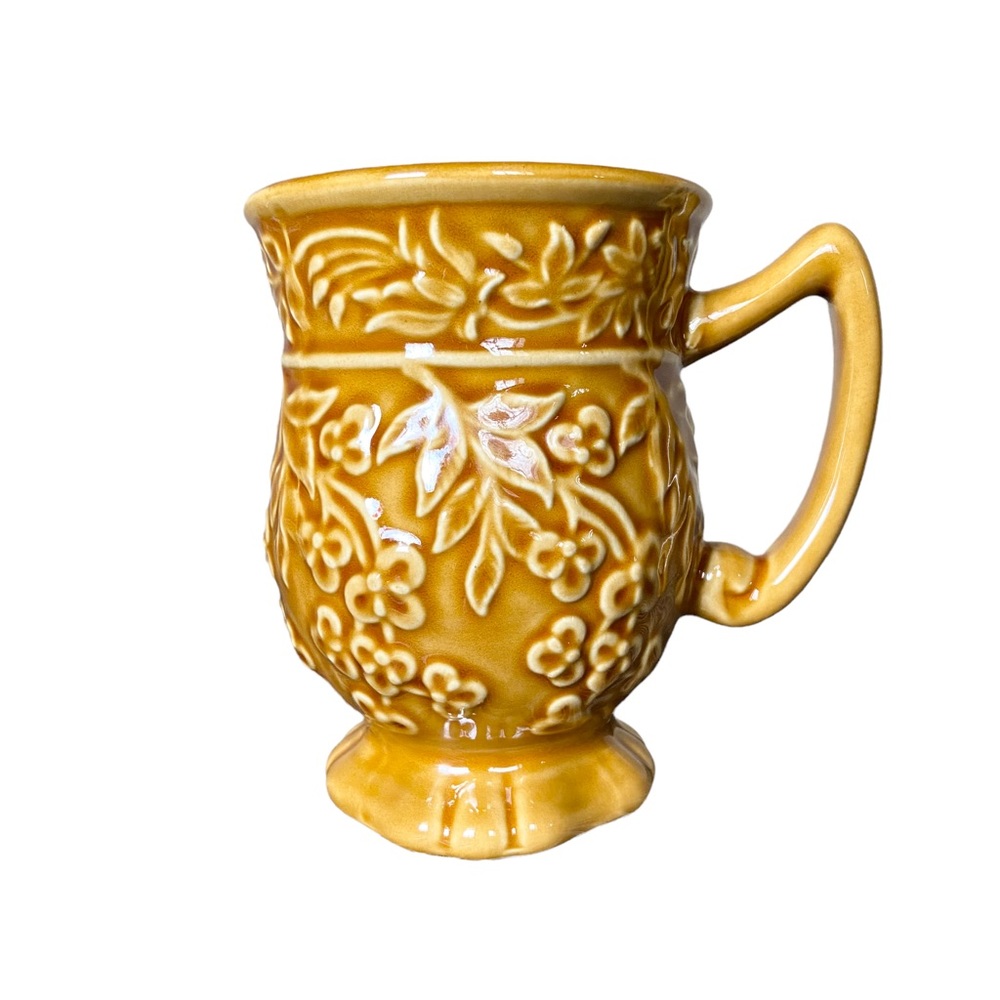 APRIL CORNELL Vintage Floral Coffee Tea Mug Brown 12 oz